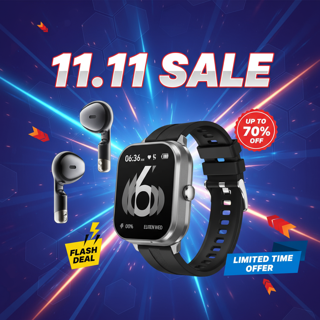 Digital Smartwatch with Wireless Airbuds — Fitness Tracker & Premium Sound Combo