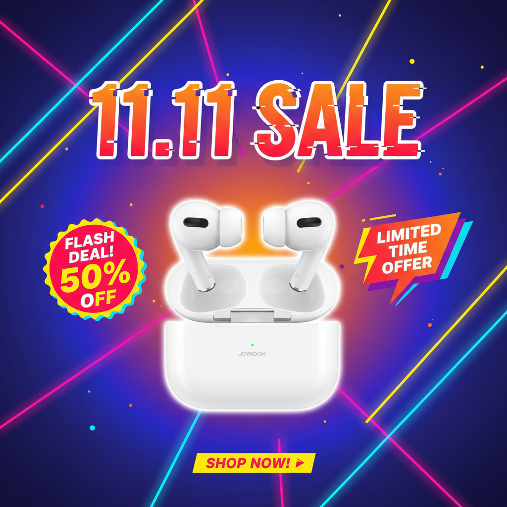 Joyroom JR-T03S Pro ANC TWS Wireless Earbuds with Charging Case, Silicone Cover & Accessories Kit