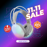 Wireless RGB LED Light Headphones | Noise Cancelling | Bluetooth v5.3