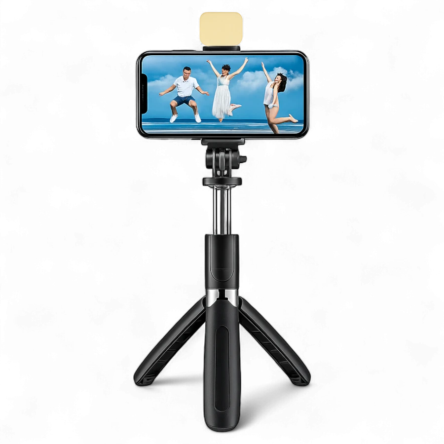 4-in-1 Super Long 170cm (5.5ft) Selfie Stick Tripod with Bluetooth Remote & Fill Light for TikTok/Vlogging