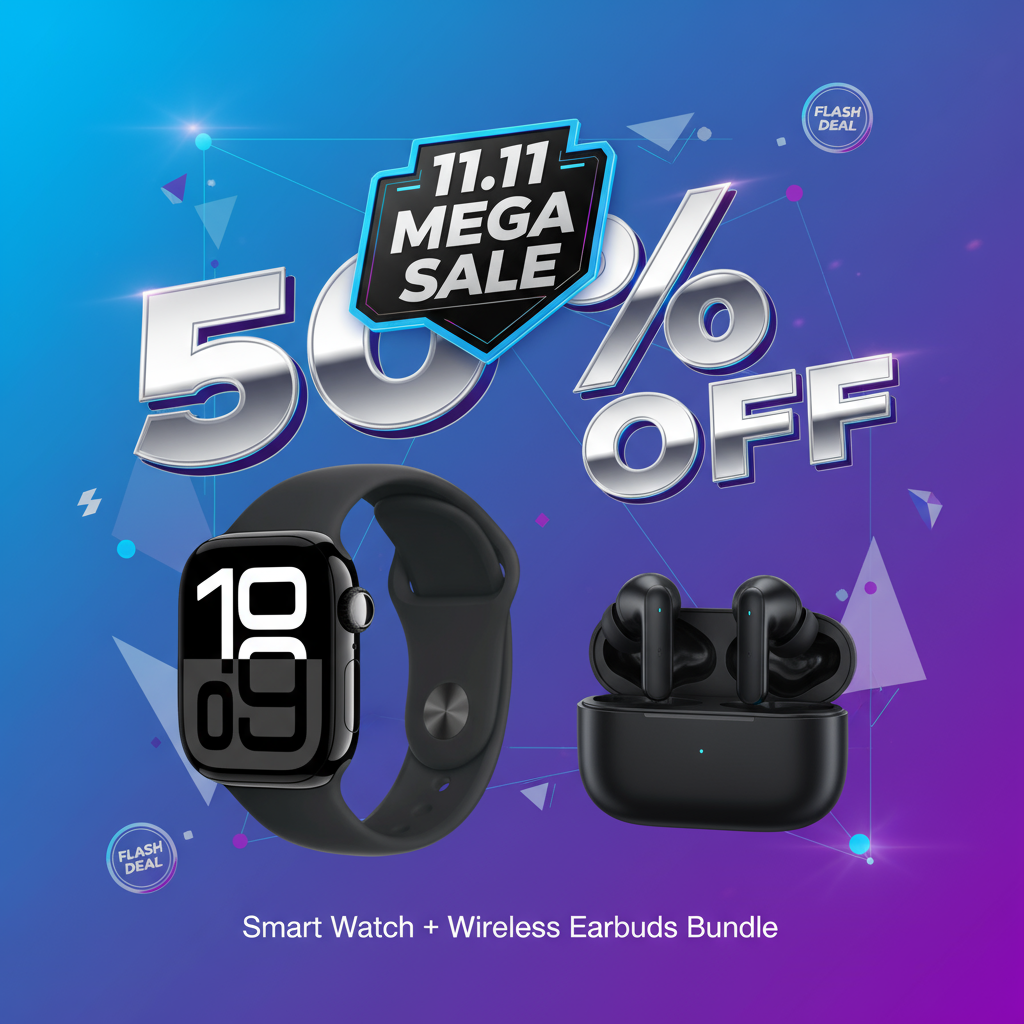 50% Off 11.11 Mega Sale - Blue & Purple