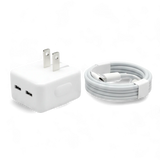 50W Dual USB-C Fast Charger Kit for iPhone 15/14/13/12/11 Pro/Max/Mini Series – Power Adapter with USB-C to Lightning Cable