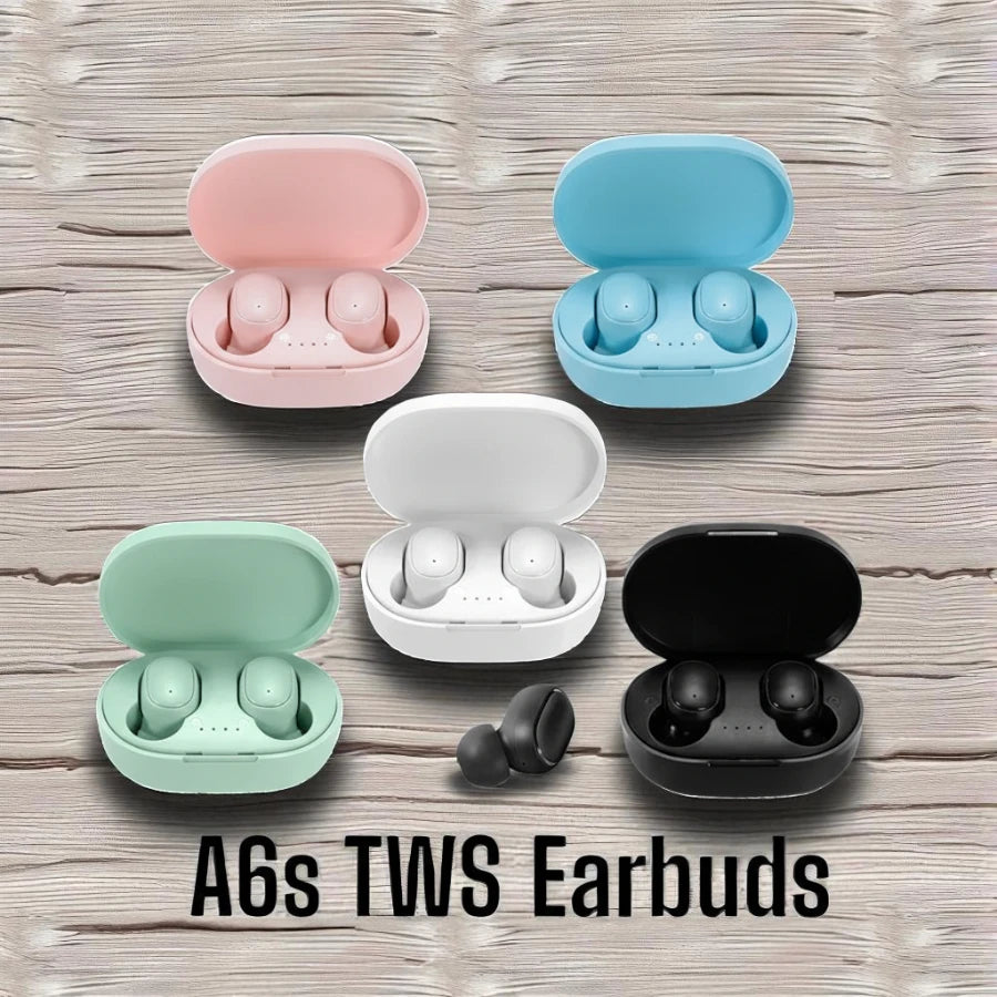 A6s TWS Wireless Bluetooth Earbuds with Charging Case (Hi-Fi Sound, Touch Control, Stereo Bass)