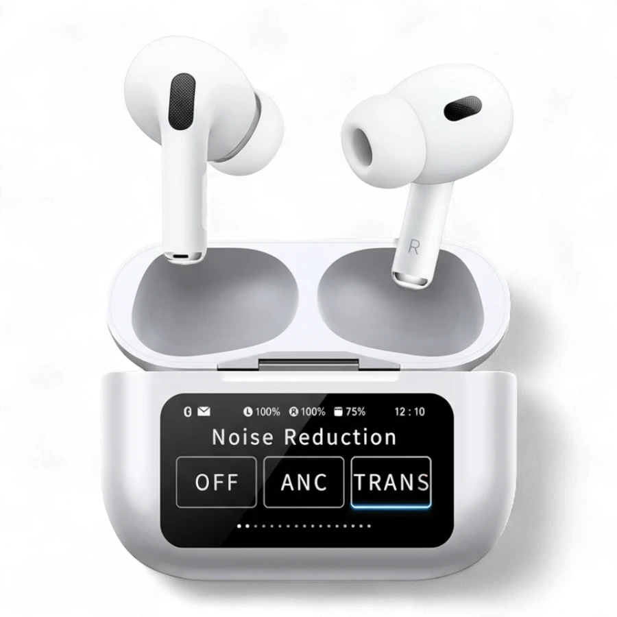 A9 PRO Wireless Bluetooth Earbuds with Multifunction Touch Screen Charging Box (ANC, Ambient Sound, 12 Touch Functions)
