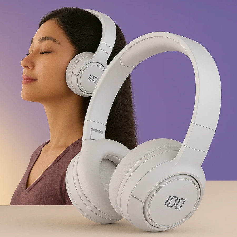 MSL-909 Wireless Stereo Headphones with Digital Display | Over-Ear Foldable Hi-Fi Audio