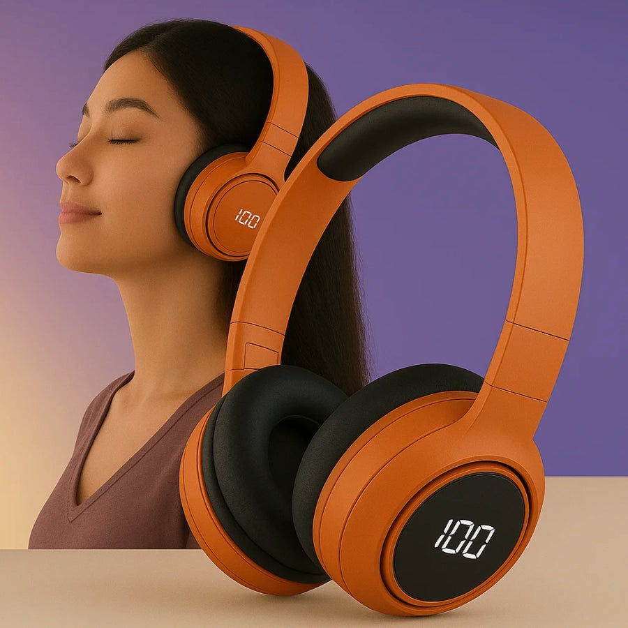 MSL-909 Wireless Stereo Headphones with Digital Display | Over-Ear Foldable Hi-Fi Audio