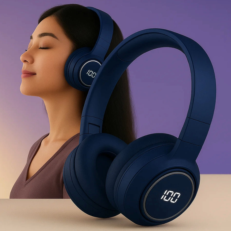 MSL-909 Wireless Stereo Headphones with Digital Display | Over-Ear Foldable Hi-Fi Audio