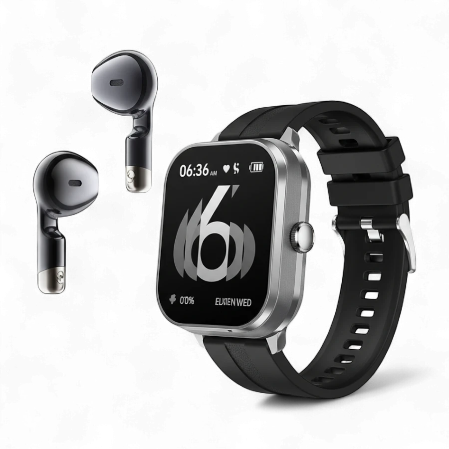 Digital Smartwatch with Wireless Airbuds — Fitness Tracker & Premium Sound Combo