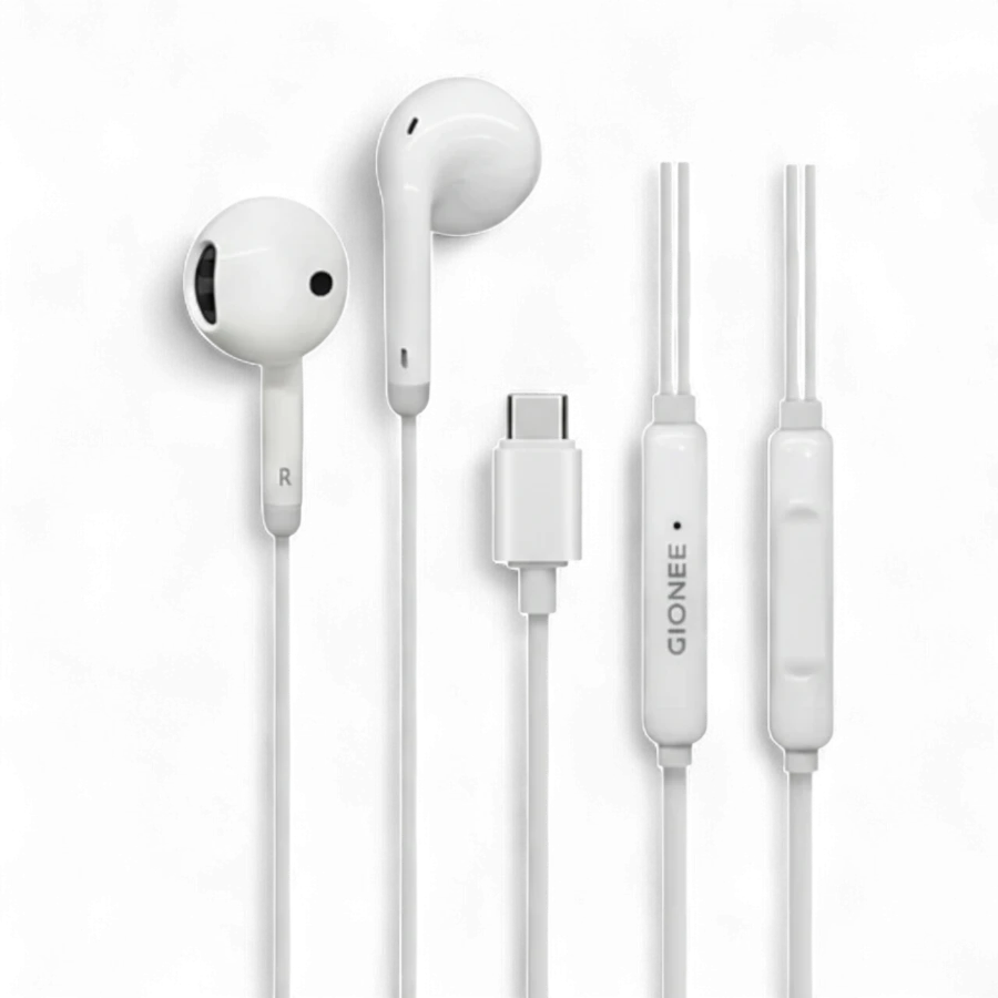 GIONEE Original Style Wired Earphones – 3.5mm / USB Type-C audio jack Universal Hands-Free Headset with Mic & Volume Control