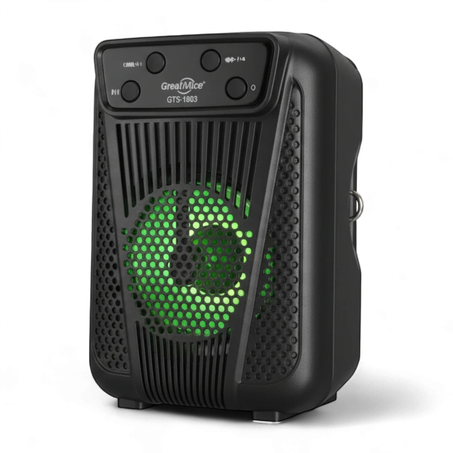 GreatMice GTS-1803 Portable Wireless Bluetooth Speaker with Remote, FM & RGB LED Lights (3-Inch)
