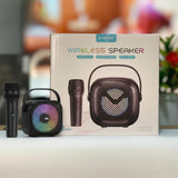 GreatNice GTS-1941 Portable Bluetooth Speaker with Wireless Microphone, FM Radio & LED Lights (3-Inch)