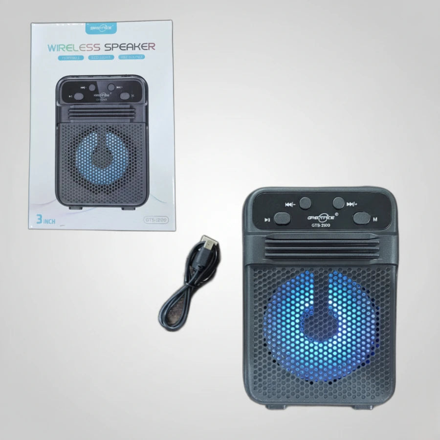 GreatNice GTS-2309 Portable Wireless Speaker with Big Sound, LED Light, and FM Radio (3-Inch)