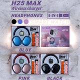 H25 Max BIG 2.3" AMOLED Smart Watch & Wireless Over-Ear Headphone Bundle with 4 Straps