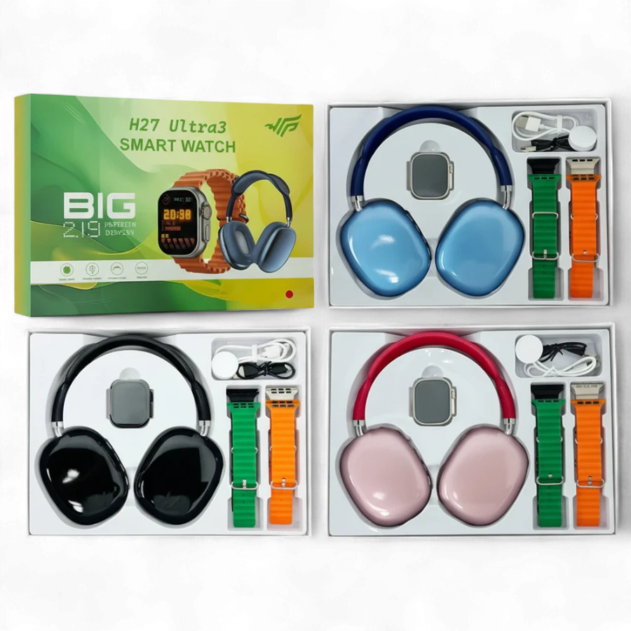 H27 Ultra 3 Smart Watch & Wireless Headphone Tech Bundle with 2.19" BIG Infinity Display