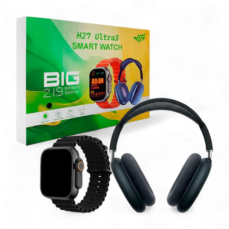 H27 Ultra 3 Smart Watch & Wireless Headphone Tech Bundle with 2.19" BIG Infinity Display