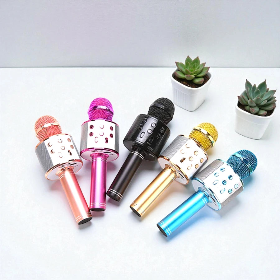 Handheld KTV WS-858 Wireless Bluetooth Karaoke Microphone and HiFi Speaker - Rose Gold