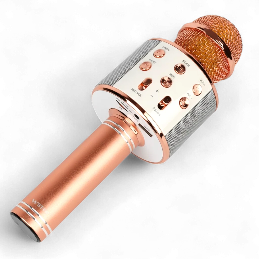 Handheld KTV WS-858 Wireless Bluetooth Karaoke Microphone and HiFi Speaker - Rose Gold