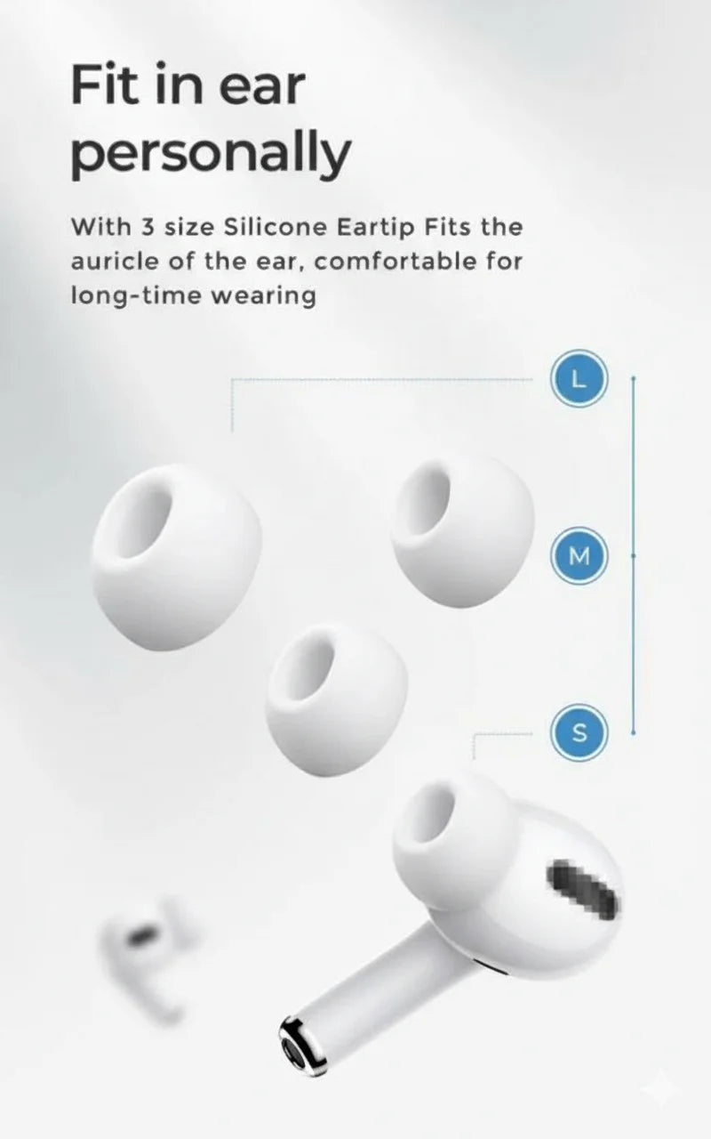 Joyroom JR-T03S Pro ANC TWS Wireless Earbuds with Charging Case, Silicone Cover & Accessories Kit