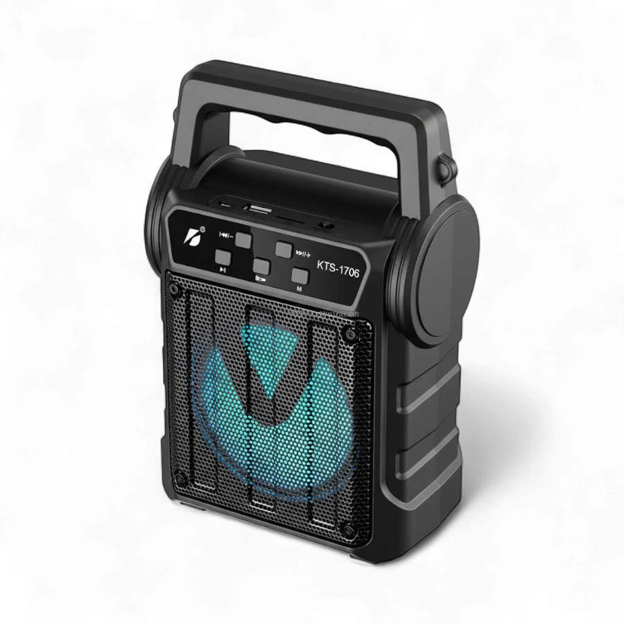 KBroad KTS-1706 Portable Solar Charging Wireless Speaker with FM Radio, Flashlight & 4-Inch Driver