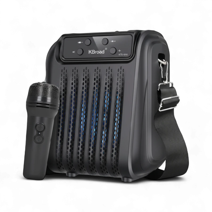 KBroad KTS-1916 Portable Party Speaker with Wireless Mic, RGB LED Lights & Bluetooth (4-Inch)