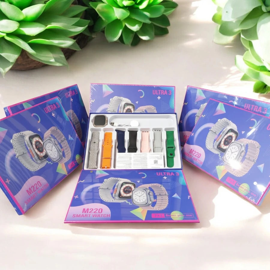 M220 Ultra 3 Smart Watch Full Kit with 7+ Multi-Color Straps - The Ultimate Customization Bundle