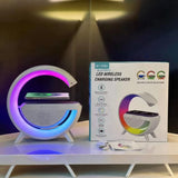 Multifunctional G Shape LED Lamp with Wireless Charging, Bluetooth Speaker & RGB Lights – Perfect for Bedroom & Office