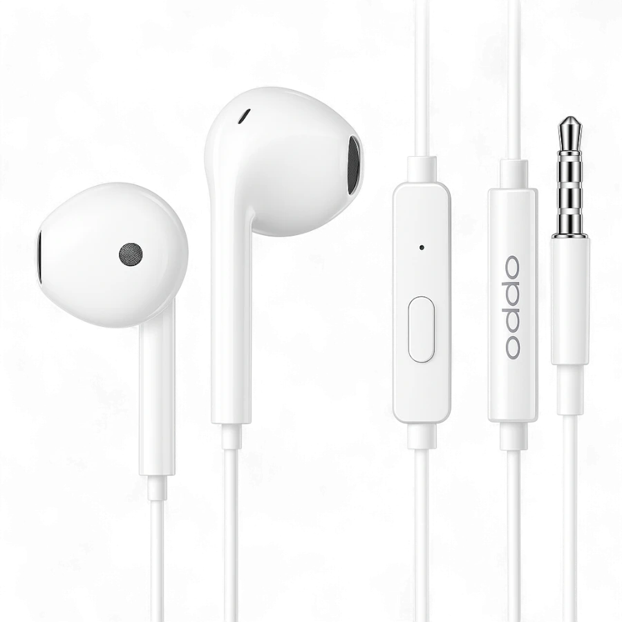 OPPO Original Style Wired Earphones Buy1 + Get1 – 3.5mm Universal Hands-Free Headset with Mic & Volume Control