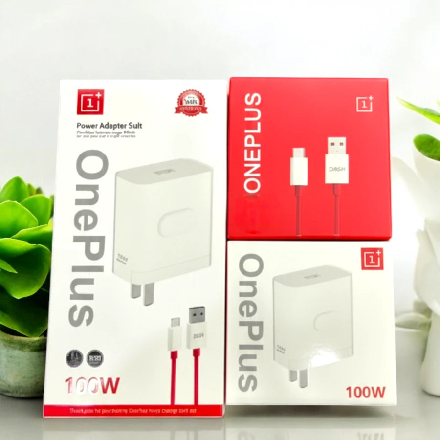 OnePlus Original 100W SuperVOOC Dual Port Charger Kit (USB-A & USB-C) - Warp Speed Fast Charging Power Adapter & Cable