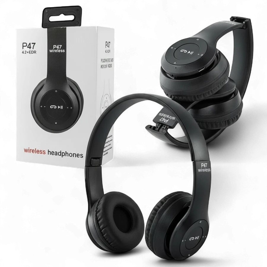 P47 Wireless Bluetooth Headphones with Mic (4.2+EDR, Foldable, Stereo Sound)