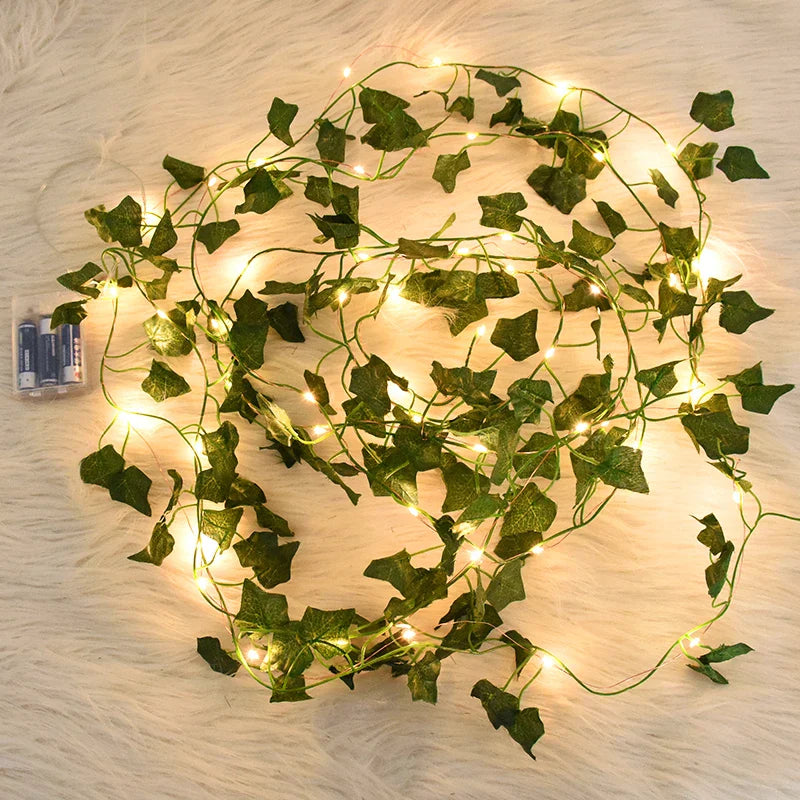 10ft Length Green Leaves String LED Lights (Battery Operated) Artificial Leaves Bail LED Lights for Weeding, Birthday Decor and Home Decor