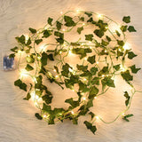 10ft Length Green Leaves String LED Lights (Battery Operated) Artificial Leaves Bail LED Lights for Weeding, Birthday Decor and Home Decor