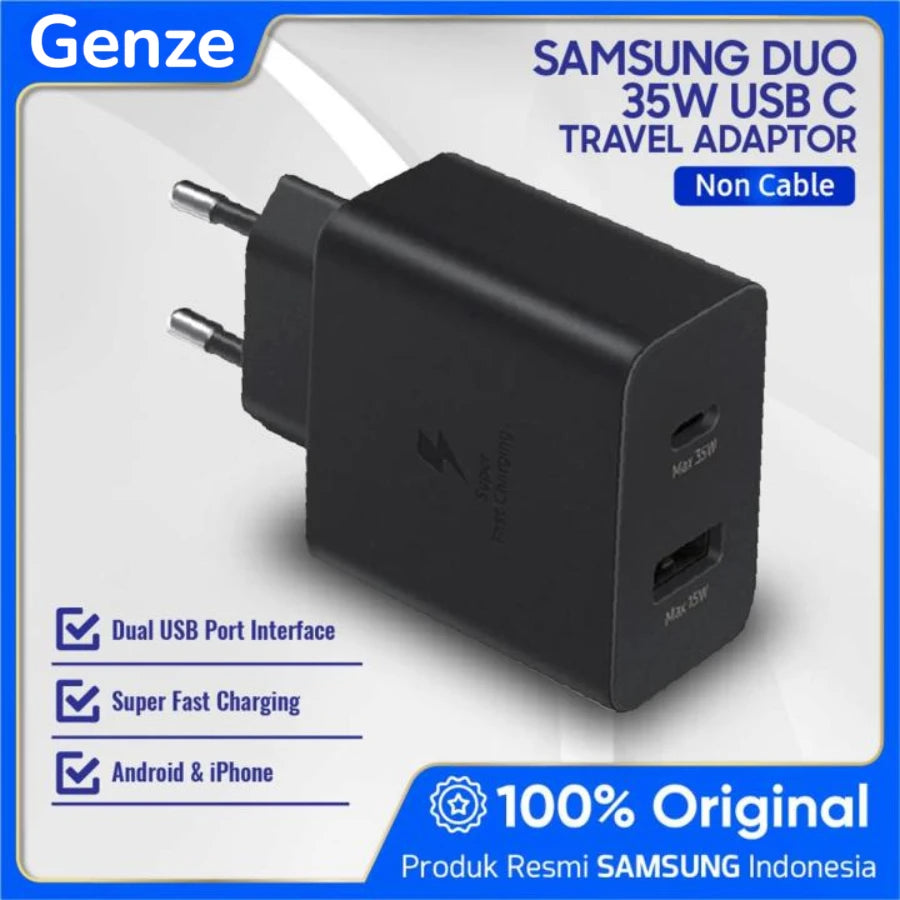 Samsung 35W PD Adapter Duo | Dual Port (USB-C & USB-A) Super Fast Wall Charger