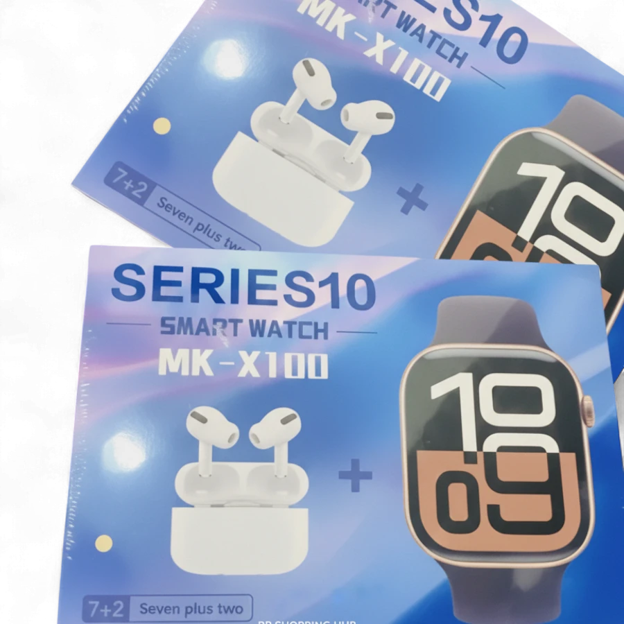 Series 10 MK-X100 Smart Watch & Wireless Earbuds Bundle with 7+ Premium Straps - The Ultimate 7-in-1 Kit