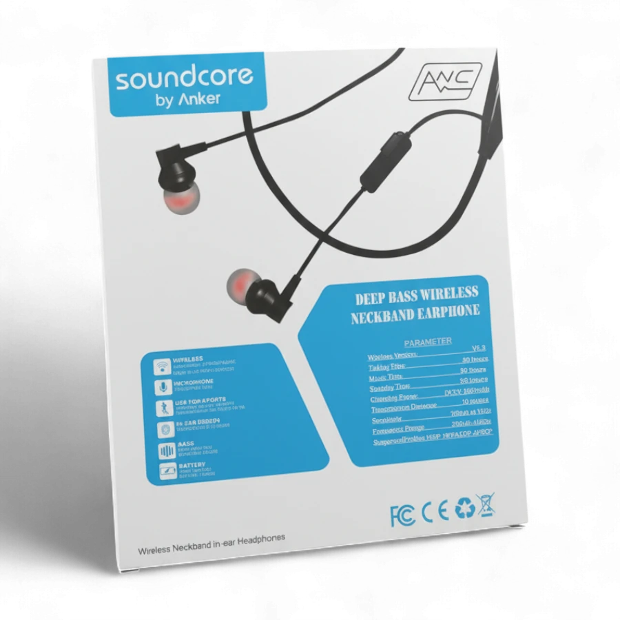 Soundcore by Anker Deep Bass Wireless Neckband Earphones | Bluetooth 5.3 | 60 Hours Playtime
