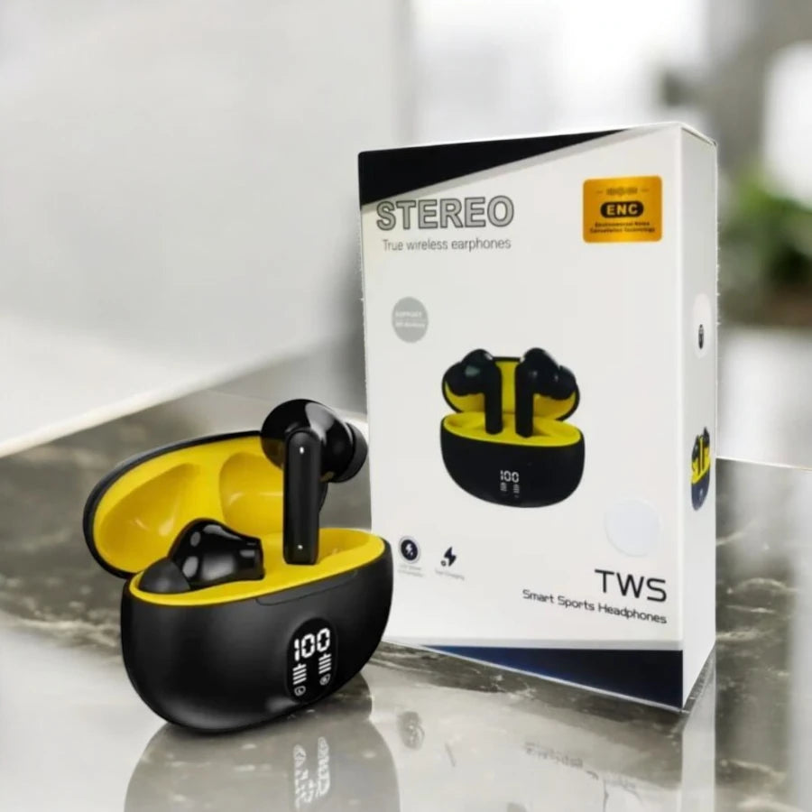 TWS Stereo True Wireless Earbuds with LED Display & ENC Noise Reduction (Random Colour)