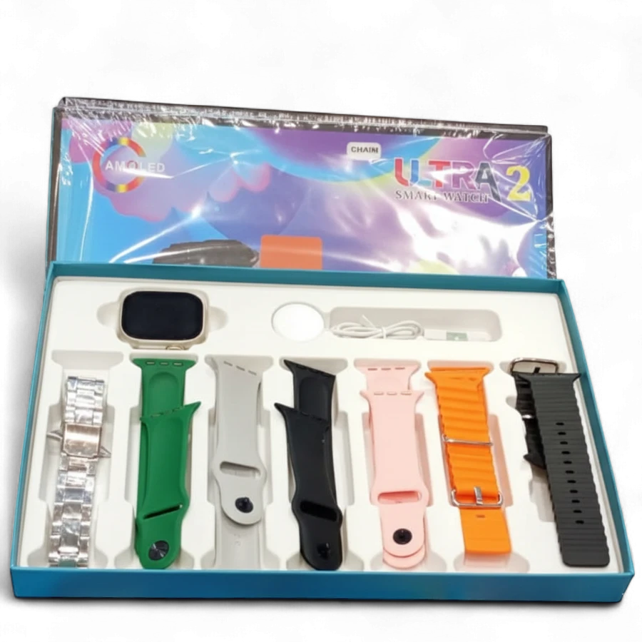 Ultra 2 MK-B800 Smart Watch (7+1 All-in-One Series) with 7 Interchangeable Straps & Chain Strap