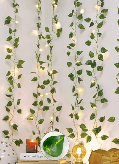 10ft Length Green Leaves String LED Lights (Battery Operated) Artificial Leaves Bail LED Lights for Weeding, Birthday Decor and Home Decor