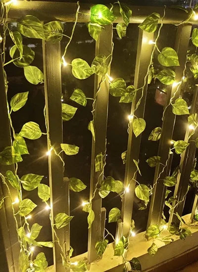 10ft Length Green Leaves String LED Lights (Battery Operated) Artificial Leaves Bail LED Lights for Weeding, Birthday Decor and Home Decor