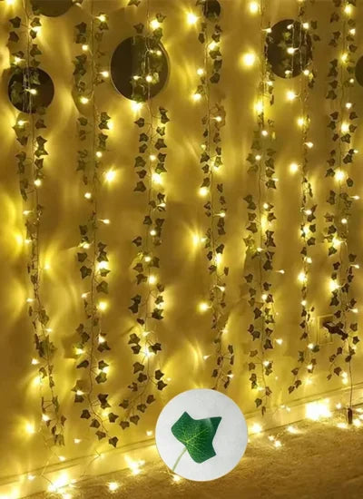 10ft Length Green Leaves String LED Lights (Battery Operated) Artificial Leaves Bail LED Lights for Weeding, Birthday Decor and Home Decor