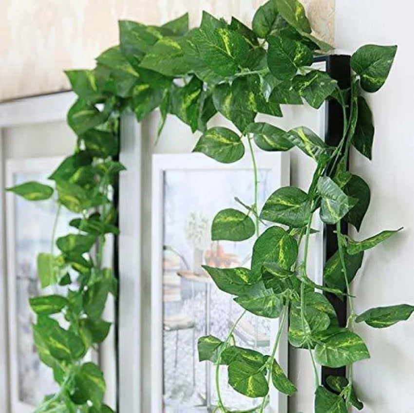 7 Feet Length Money Plant Leaves Artificial Garland / ivy vine leaves bail perfect for Indoor and Outdoor Decoration