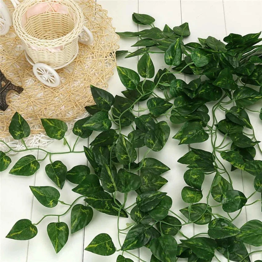7 Feet Length Money Plant Leaves Artificial Garland / ivy vine leaves bail perfect for Indoor and Outdoor Decoration