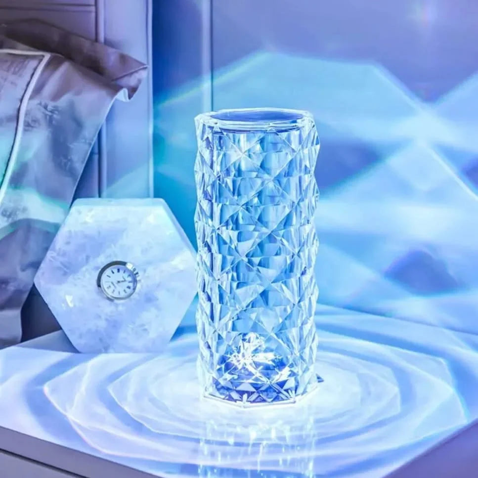 Crystal Lamp, Rose Diamond Table Lamp, 3/16 Colors With Touch And Remote Control, USB Rechargeable Decorative Acrylic Rays Lamp