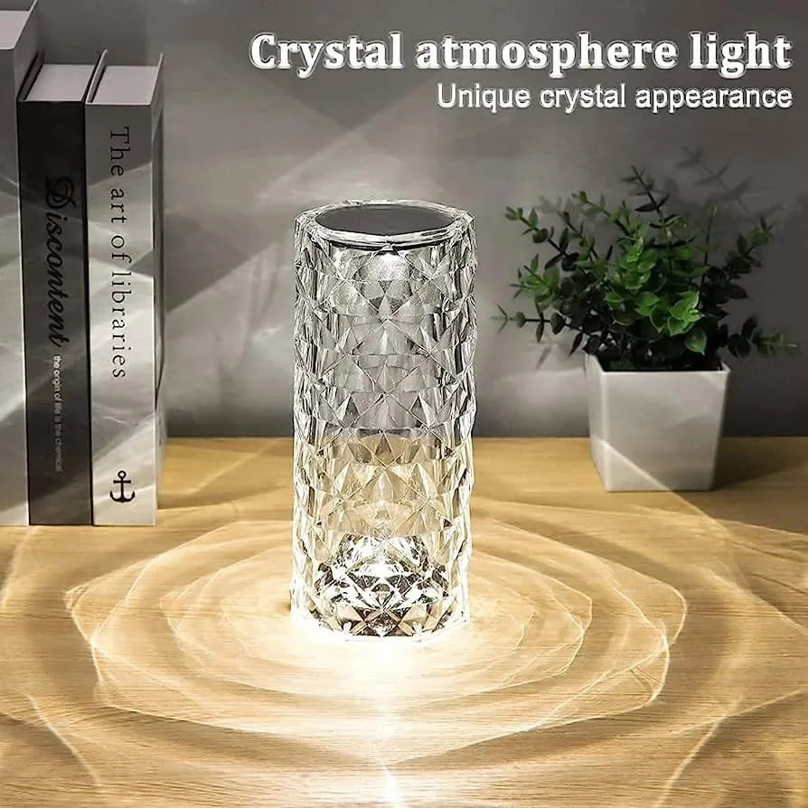 Crystal Lamp, Rose Diamond Table Lamp, 3/16 Colors With Touch And Remote Control, USB Rechargeable Decorative Acrylic Rays Lamp