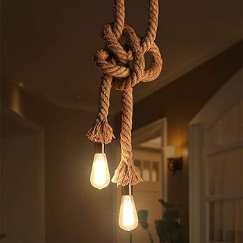 Single Hemp Rope Hanging Light for Home Decoration With Bulb