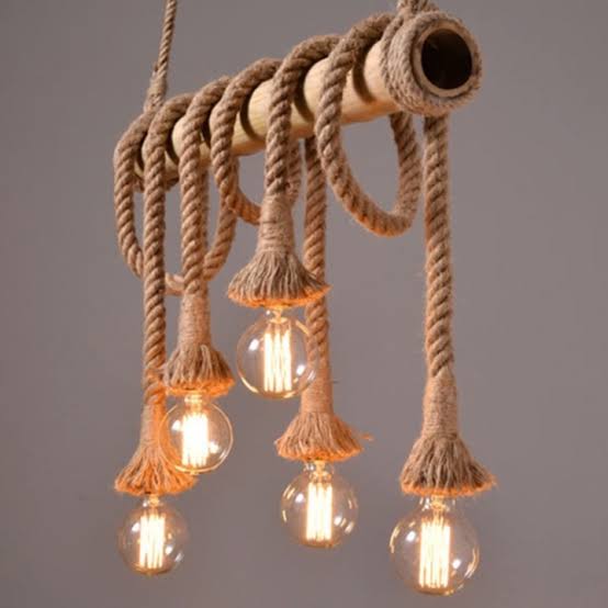 Single Hemp Rope Hanging Light for Home Decoration With Bulb