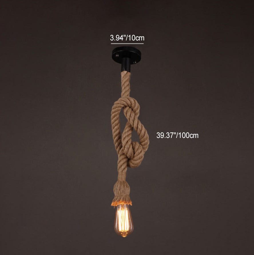 Single Hemp Rope Hanging Light for Home Decoration With Bulb