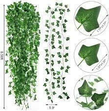 7 feet Artificial Green Leaves Bail  Natural Look for Decoration Artificial Ivy Vines